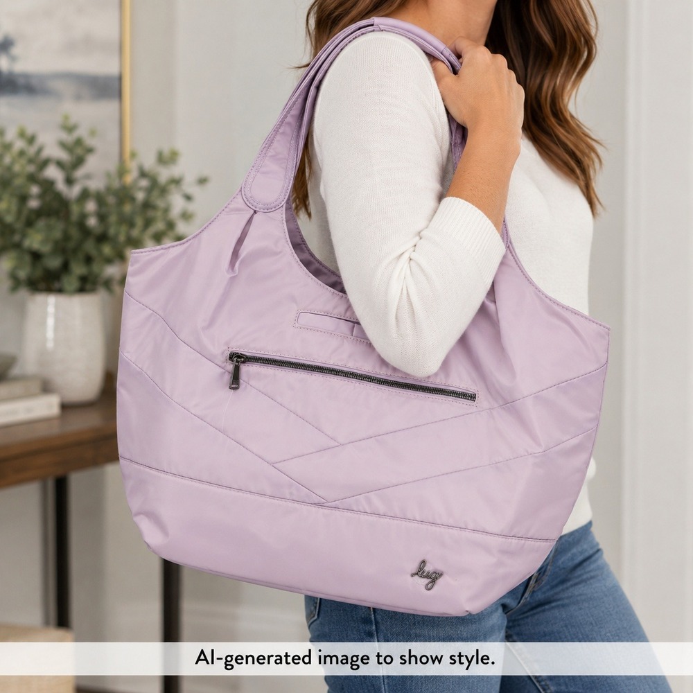 Lug Gondola SE Tote Bag Lavender Purple Travel Shoulder Bag Floral Lining NWT